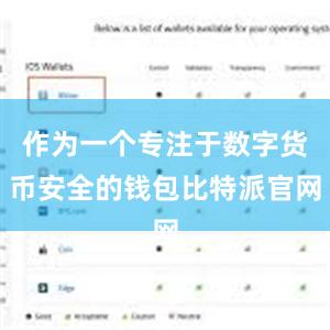 作为一个专注于数字货币安全的钱包比特派官网
